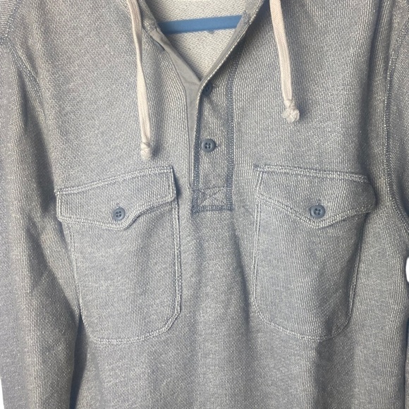 J.Crew gray medium long sleeve hooded button v-neck sweatshirt - Picture 3 of 5